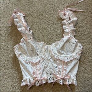For Love and Lemons Swirl Eyelet Bustier Top